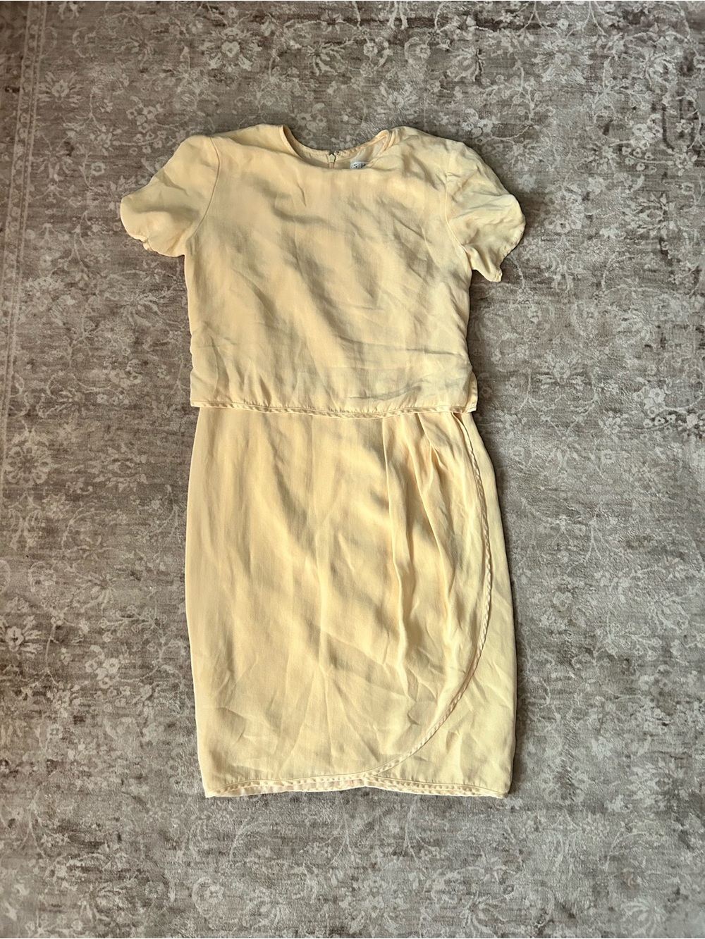 Vintage SHOMI Pale Yellow Silk Dress Size 8